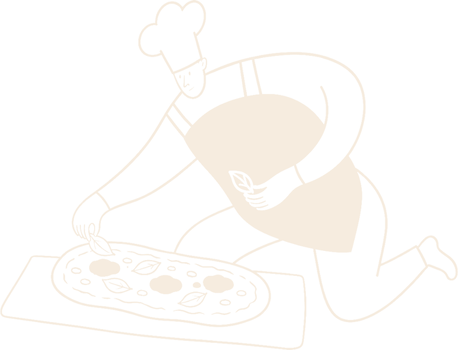 Illustration: ein Pinsaiolo belegt eine Pinsa